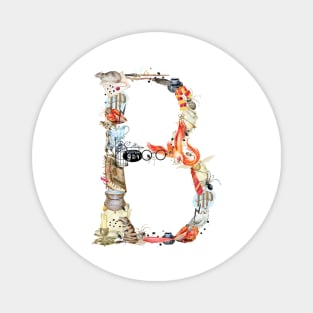 Magical letter B, Monogram,Custom Letter Print, Initials Magnet